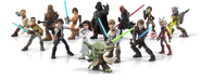 Artwork of Yoda and the other Star Wars characters.