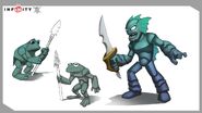 Concept art of some scrapped enemies.