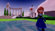 Anna holding the costume.