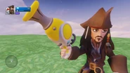 Jack Sparrow with the blaster in the toy box.