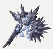 Concept art of a Frost Giant with a spiked shield. The spikes on this version were supposed to power up and grow.