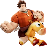 Artwork of Wreck-It Ralph riding Bullseye.