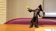 Captain Jack Sparrow holding a Pixar Ball