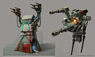 Concept art of turrets in the play set.