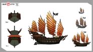 Concept art of Sao Feng's ships.