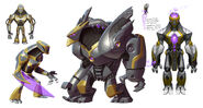 Concept art of scrapped robotic Chitauri enemies.