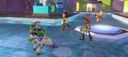 Buzz, Woody and Jessie, each with a Star Command Blaster.