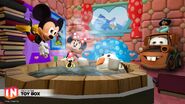 Mickey Mouse jumping into Olaf's Hot Tub