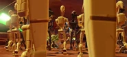 Commando Droids and Battle Droids marching.