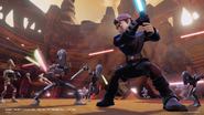 Battle Droids and Commando Droids attacking Anakin.