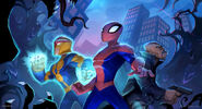 Concept art of Spider-Man, Nova, and Fury in Marvel's Spider-Man Play Set.