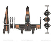 Concept art of a Resistance X-Wing Fighter.