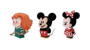 Concept art of the Merida Costume, Mickey Mouse Costume, and Minnie Mouse Costume.