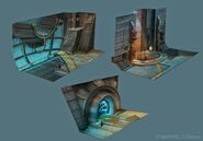 Concept art of some of the play set's scenery.