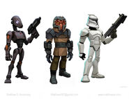 Concept art of some Star Wars-themed enemies.