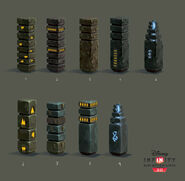 Concept art of some pillars from the Guardians of the Galaxy Play Set.