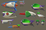 Concept art of both used and unused weapons from the Toy Story in Space Play Set.