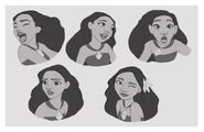 Concept art of Moana's facial expressions.