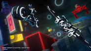 Sam Flynn riding the Light Cycle.