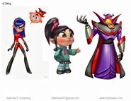 Zurg in concept art along with Violet and Vanellope.