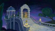 Concept art of a gate and gazebo in the Introduction to Disney Infinity.