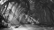 Concept art of a jungle in the play set.