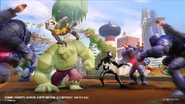 Black Suit Spider-Man fighting a Sakaaran