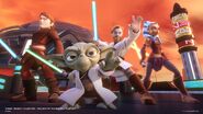 Anakin, Ahsoka, Obi-Wan, and Yoda in the play set.