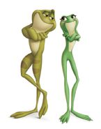 Naveen and Tiana as frogs