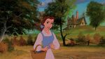 Belle defends her father from Gaston and LeFou