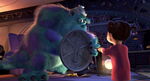 Sulley walks backwards from Boo