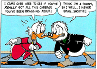 Flintheart is confronted by Scrooge in his first appearance, The Second-Richest Duck.