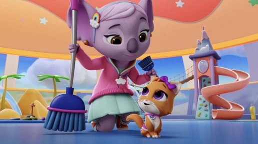 KC gives Mia a little broom
