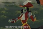 Captain Hook's robotic wasteland counterpart in a cut scene from Epic Mickey