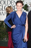 Emily Deschanel arrives at the 69th annual Golden Globes in January 2012.