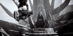 Daisy Ridley sitting on Palpatine Throne - behind the scenes
