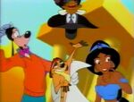 Darkwing with Goofy, Timon, and Jasmine