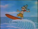 Doug & Porkchop surfing