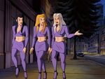 The Weird Sisters as three fashion models