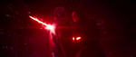 As the dark side dominates Kylo, he ignites his lightsaber into his own father.