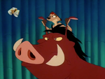 Timon and Pumbaa getting ready to defeat the butterfly collector