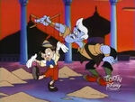 Genie as Geppetto with Pinocchio in Aladdin (TV series)