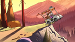 Dipper and Mabel jumping the Mystery Cart