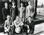 Standing: Cannon, Wilfred Jackson, Clark, Jack Cutting Kneeling, from left: Iwerks, Walt Disney, Carl Stalling