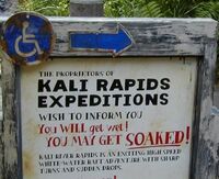Kali River Rapids warning sign