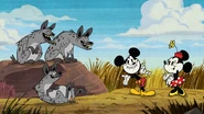 Mickey and Minnie encountering some hyenas