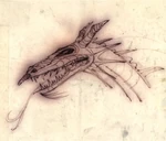 A preliminary drawing of Maleficent's dragon form by a Disney Studio Artist.