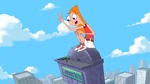 Giant Candace wishing Blanca and P. P. Otter peace before jumping off the building to go bust Phineas and Ferb