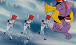 Three marching Woozles with a tuba-trunked Heffalump.