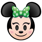 Holiday Minnie emoji for Disney Emoji Blitz.